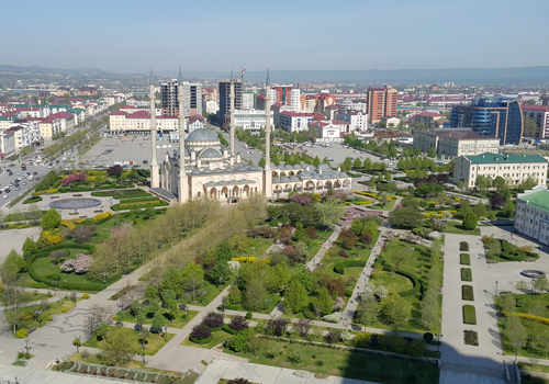 Панорама г. Грозный, вид на мечеть «Сердце Чечни»