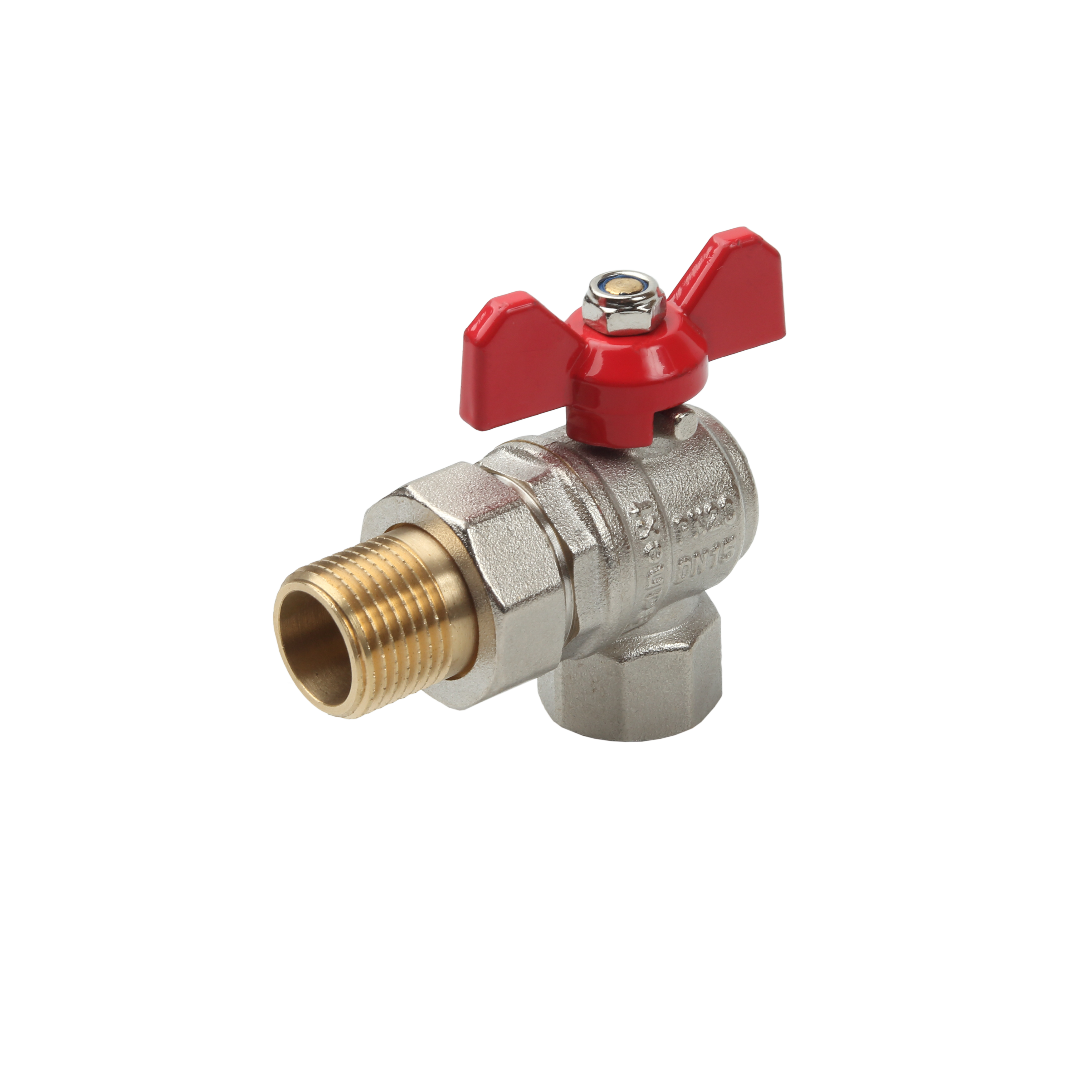 <b>Шаровый</b> <b>кран</b> Ду 15, НР-ВР 1/2" угловой со сгоном (Американка) бабочка SANEXT (8777)