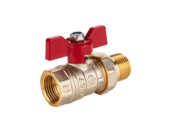 Шаровый кран НР-ВР со сгоном (Американка) бабочка SANEXT - Изображение 1