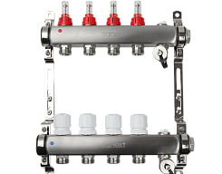 Коллектор для тепл. пола, нерж. сталь, с расход., в/о и дренаж.