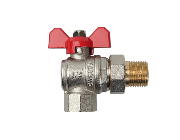 Шаровый кран Ду 15, НР-ВР 1/2" угловой со сгоном (Американка) бабочка SANEXT (8777) - Изображение 2