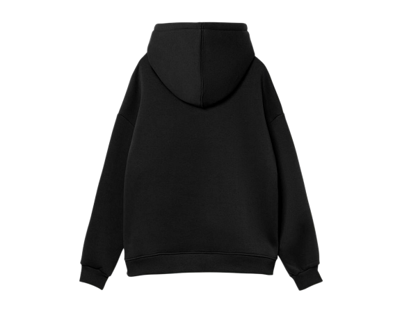 Худи SANEXT oversize с капюшоном и начесом, унисекс, черное - Изображение 2