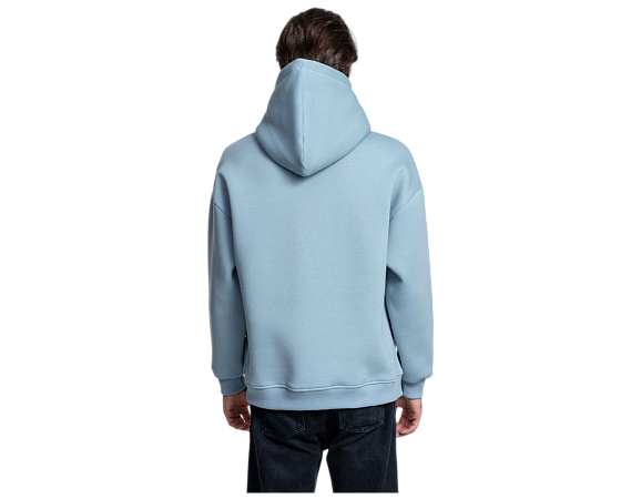 Худи SANEXT oversize с капюшоном и начесом, унисекс, серо-голубое - Изображение 7