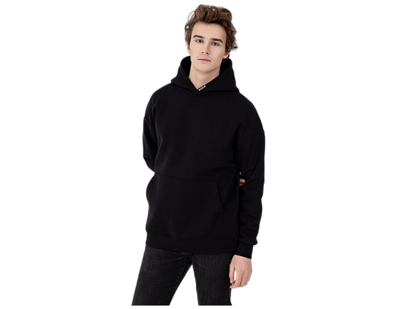 Худи SANEXT oversize с капюшоном и начесом, унисекс, черное - Изображение 3