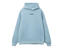 Худи SANEXT oversize с капюшоном и начесом, унисекс, серо-голубое