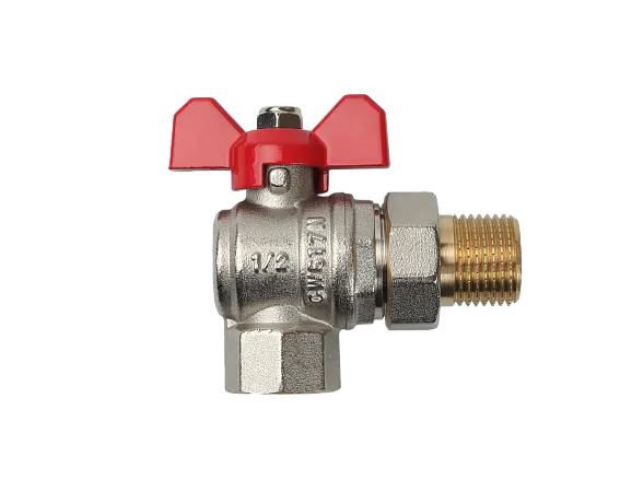 Шаровый кран Ду 15, НР-ВР 1/2" угловой со сгоном (Американка) бабочка SANEXT (8777) - Изображение 2