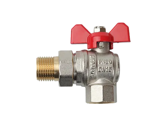 Шаровый кран Ду 15, НР-ВР 1/2" угловой со сгоном (Американка) бабочка SANEXT (8777) - Изображение 1